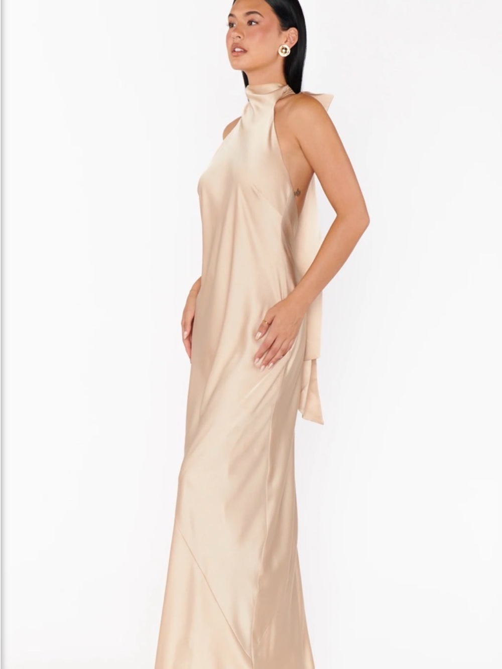 Show Me Your MuMu Champagne Satin Maxi Dress